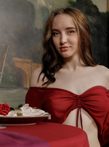 Polly Yangs Entices In Crimson As She Dominates Her Intimate Dinner Party With Seductive Self-pleasure photo 01