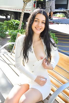 FTV April Teases In Small White Dress And Flashes Her Pussy