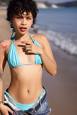 Lilith Baph Spreading Pussy On The Beach