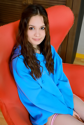 Anastasia Bella Captivating Cutie Spreads Her Long Legs Wide To Reveal Her White Cotton Panties