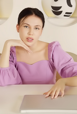 >Kris Si Peels Off Wrap Dress In A Modern Bathroom