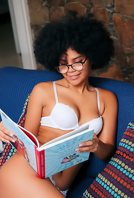 >Selva Lapiedra Teases Barefoot On Couch With Glasses Sliding Off Her Perky Breasts