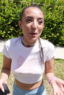 >Sasha Tatcha cheeky shorts lead to wild outdoors fucking